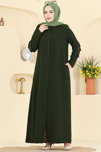 moda selvim Abaya 0502ORG1169 Light Khaki - Thumbnail