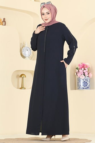 moda selvim Abaya 0502ORG1169 Navy Blue - Thumbnail