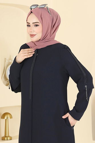 moda selvim Abaya 0502ORG1169 Navy Blue - Thumbnail