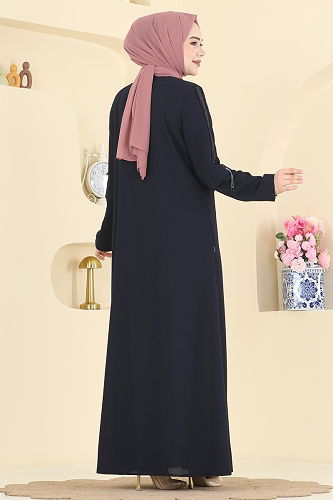moda selvim Abaya 0502ORG1169 Navy Blue - Thumbnail
