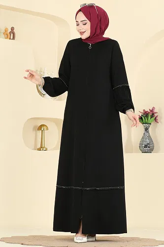 moda selvim Abaya 0503ORG1169 Black - Thumbnail