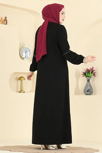 moda selvim Abaya 0503ORG1169 Black - Thumbnail