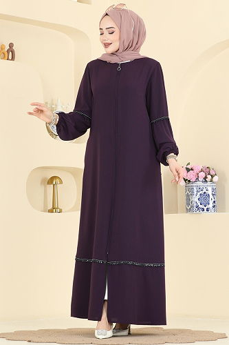 moda selvim Abaya 0503ORG1169 Damson - Thumbnail