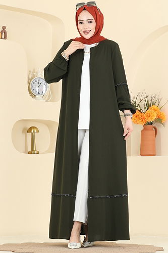 moda selvim Abaya 0503ORG1169 Khaki - Thumbnail