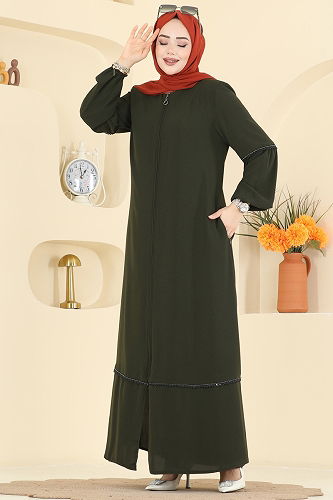 moda selvim Abaya 0503ORG1169 Khaki - Thumbnail
