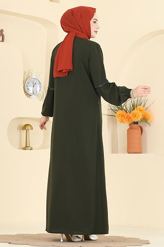 moda selvim عباءة اخضر عفني 0503ORG1169 - Thumbnail