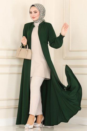 moda selvim Abaya 069PD194 Khaki - Thumbnail