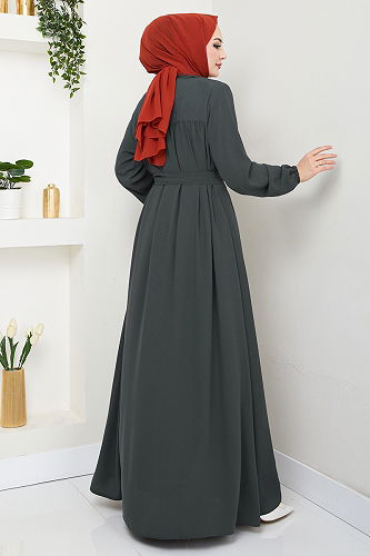 moda selvim Abaya 1004ESL1097-M Anthracite - Thumbnail