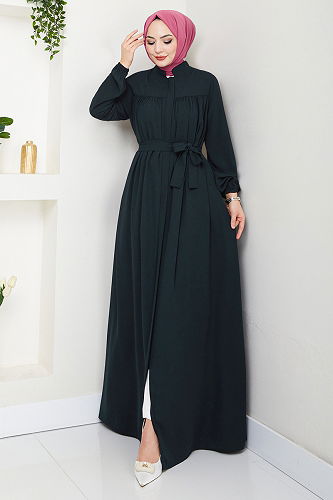 moda selvim Abaya 1004ESL1097-M Navy Blue - Thumbnail