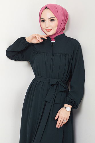 moda selvim Abaya 1004ESL1097-M Navy Blue - Thumbnail