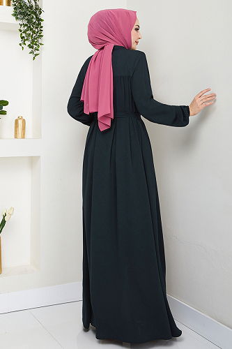 moda selvim Abaya 1004ESL1097-M Navy Blue - Thumbnail