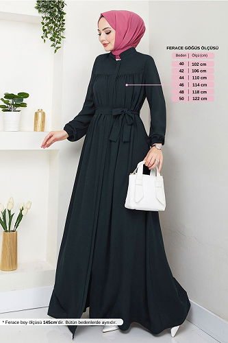 moda selvim عباءة كحلي 1004ESL1097-M - Thumbnail