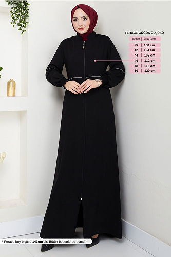 moda selvim Abaya 1006ESL1097-M Black - Thumbnail
