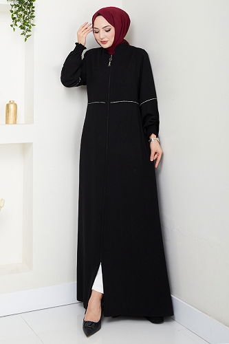 moda selvim Abaya 1006ESL1097-M Black - Thumbnail