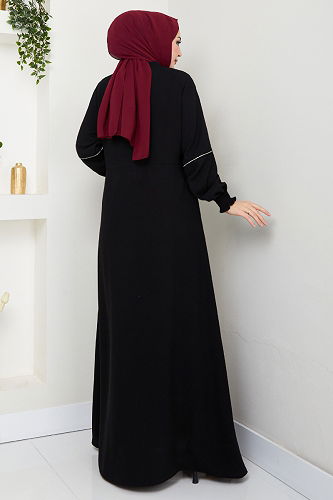 moda selvim Abaya 1006ESL1097-M Black - Thumbnail