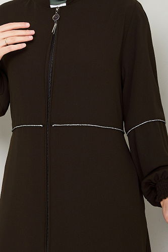 moda selvim Abaya 1006ESL1097-M Brown - Thumbnail