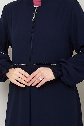 moda selvim Abaya 1006ESL1097-M Navy Blue - Thumbnail
