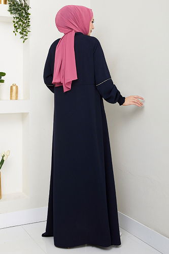 moda selvim عباءة كحلي 1006ESL1097-M - Thumbnail