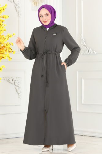 moda selvim Abaya 1006OZA857 Anthracite - Thumbnail