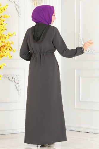 moda selvim Abaya 1006OZA857 Anthracite - Thumbnail