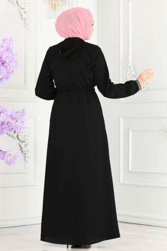 moda selvim Abaya 1006OZA857 Black - Thumbnail