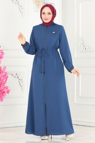 moda selvim Abaya 1006OZA857 Indigo - Thumbnail