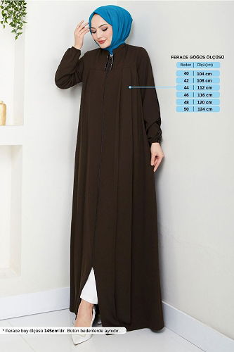 moda selvim Abaya 1007ESL1097-M Brown - Thumbnail
