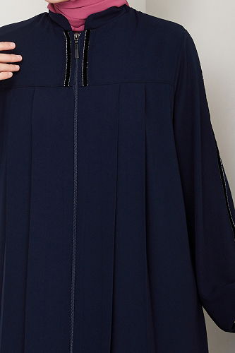 moda selvim Abaya 1007ESL1097-M Navy Blue - Thumbnail