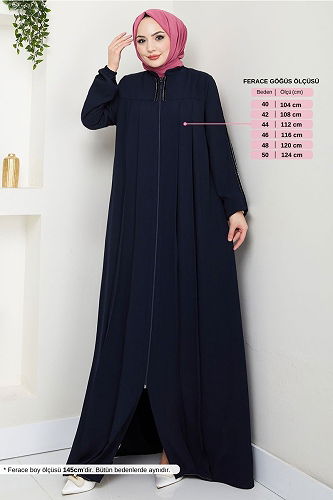 moda selvim عباءة كحلي 1007ESL1097-M - Thumbnail