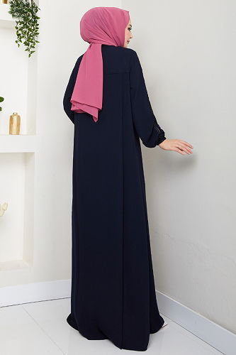 moda selvim عباءة كحلي 1007ESL1097-M - Thumbnail