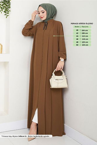 moda selvim Abaya 1007ESL1097-M Tan - Thumbnail