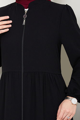 moda selvim Abaya 1008ESL1097-M Black - Thumbnail