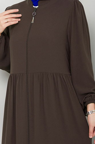 moda selvim عباءة بني 1008ESL1097-M - Thumbnail