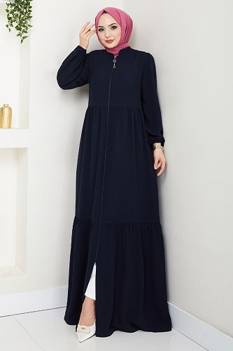 moda selvim عباءة كحلي 1008ESL1097-M - Thumbnail