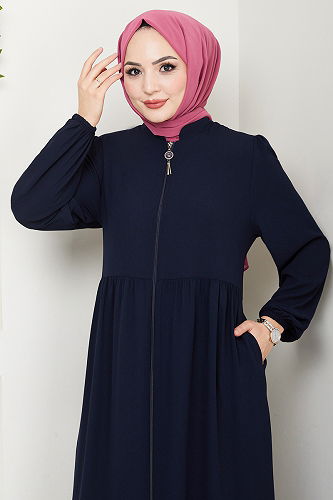 moda selvim عباءة كحلي 1008ESL1097-M - Thumbnail