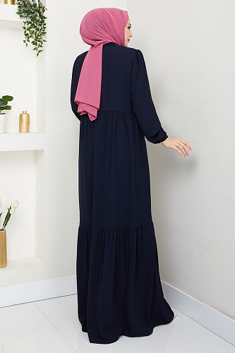 moda selvim عباءة كحلي 1008ESL1097-M - Thumbnail