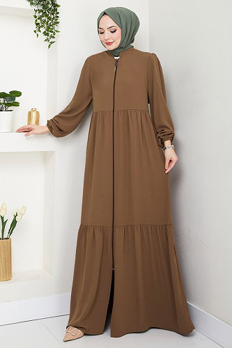 moda selvim Abaya 1008ESL1097-M Tan - Thumbnail