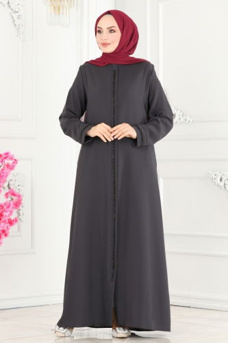 moda selvim Abaya 1011OZA857 Anthracite - Thumbnail