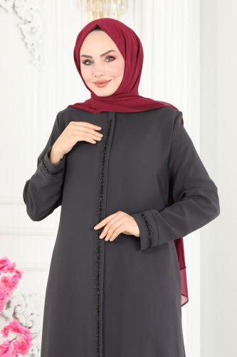 moda selvim Abaya 1011OZA857 Anthracite - Thumbnail