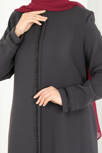 moda selvim Abaya 1011OZA857 Anthracite - Thumbnail