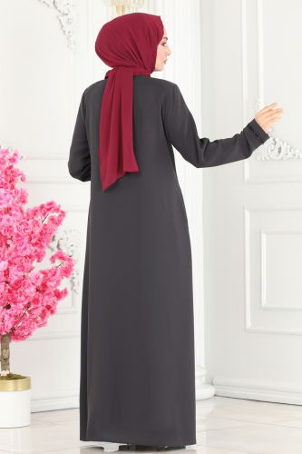 moda selvim Abaya 1011OZA857 Anthracite - Thumbnail