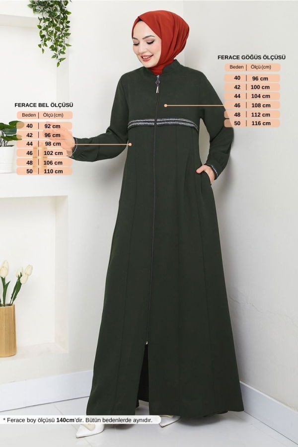 Modaselvim NET 20%+20% DISCOUNT IN THE CARD Abaya 1012ESL1097-M Khaki
