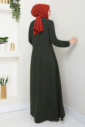 moda selvim Abaya 1012ESL1097-M Khaki - Thumbnail