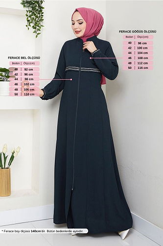 moda selvim Abaya 1012ESL1097-M Navy Blue - Thumbnail