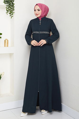 moda selvim Abaya 1012ESL1097-M Navy Blue - Thumbnail