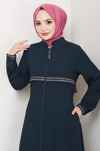 moda selvim Abaya 1012ESL1097-M Navy Blue - Thumbnail