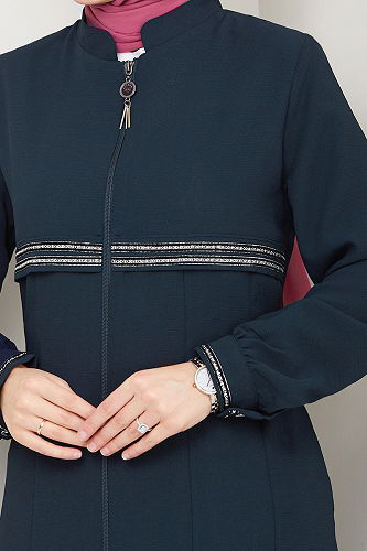 moda selvim Abaya 1012ESL1097-M Navy Blue - Thumbnail