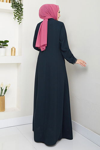 moda selvim Abaya 1012ESL1097-M Navy Blue - Thumbnail
