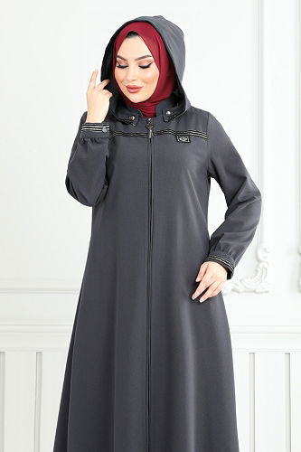 moda selvim Abaya 1013ESL1097-M Anthracite - Thumbnail