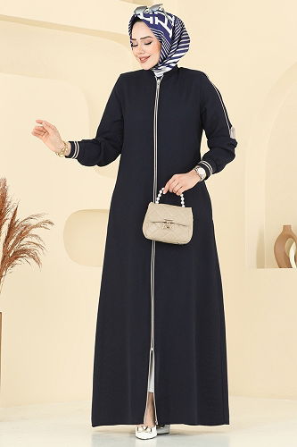 moda selvim عباءة كحلي 101OZT1013 - Thumbnail